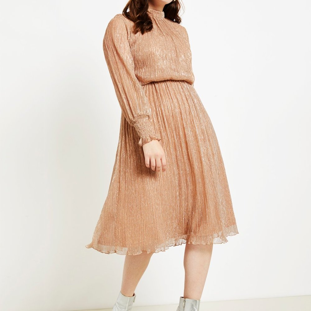 Eloquii Puff Sleeve Gathered Waist Dress